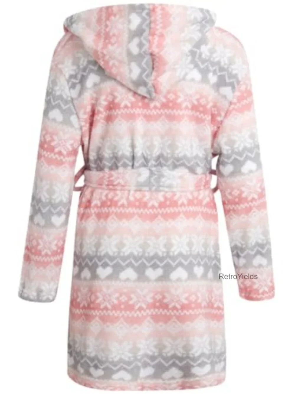 Girls Plush Fleece Hooded Robe with Tie Belt and Pockets
